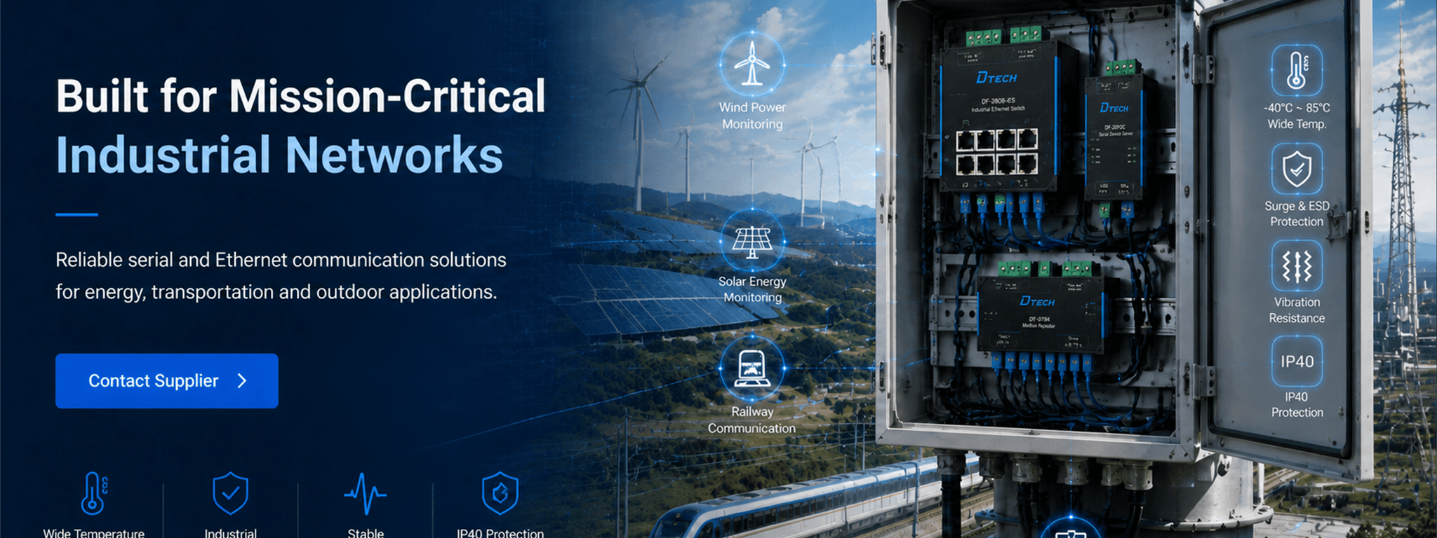 DTECH industrial Ethernet networking solution for harsh environments