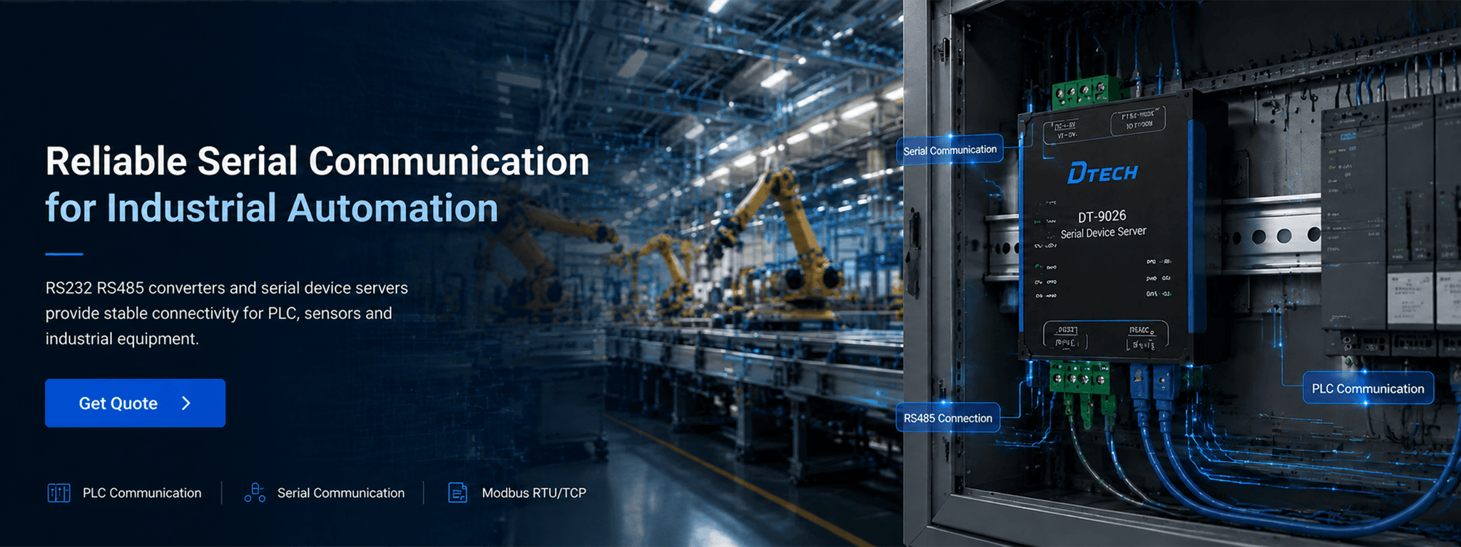 DTECH serial communication solution for PLC automation